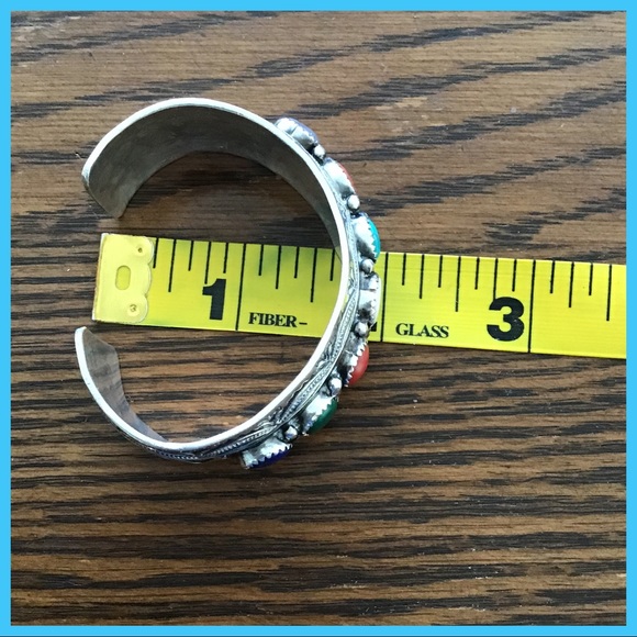 VTG WB SIGNED STERLING MULTI STONE CUFF2.5 “ACROSS - Picture 4 of 7